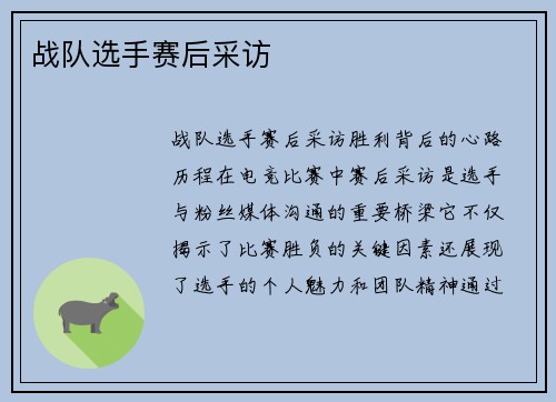 战队选手赛后采访